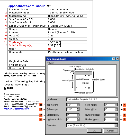 set-up sheet